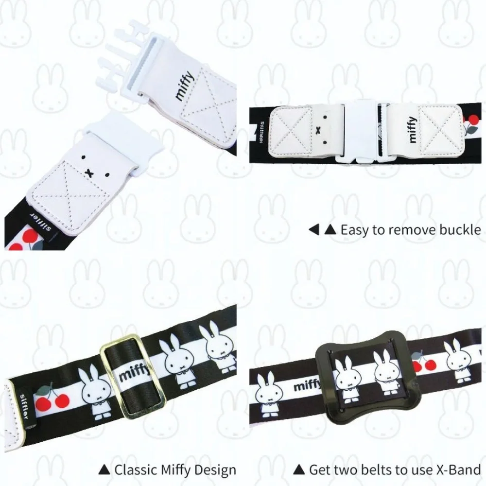 Miffy🐰🍒 Cherry Black and White Suitcase Belt